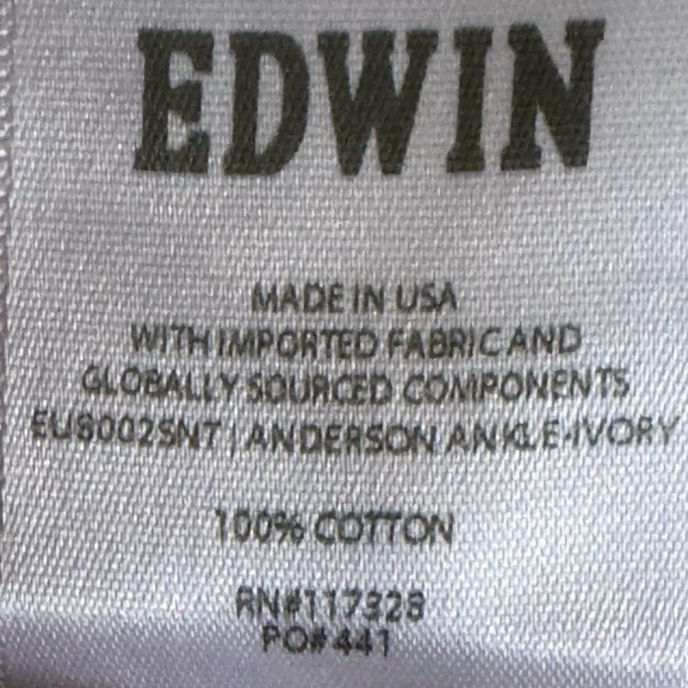 NWT EDWIN Women’s Jeans Anthropologie Anderson Ankle Ivory White - Size 24 - Picture 8 of 11